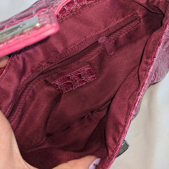 NWT New York & Co. Magenta Croc Patent Clutch Purse - Picture 4 of 8